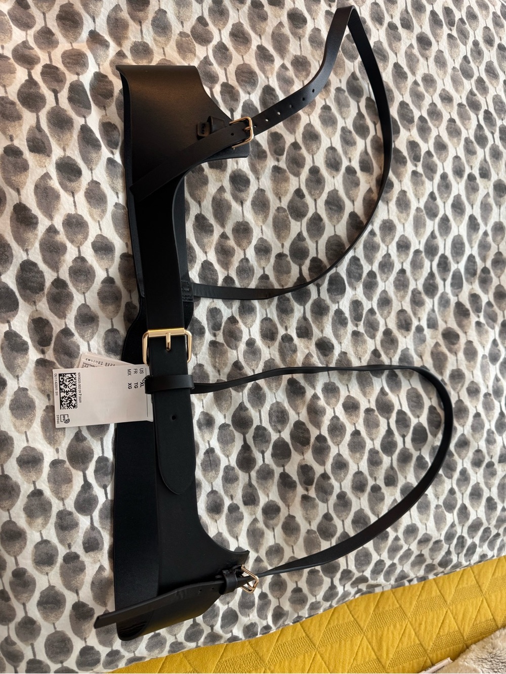 H&M Black Harness Belt with Gold Hardware